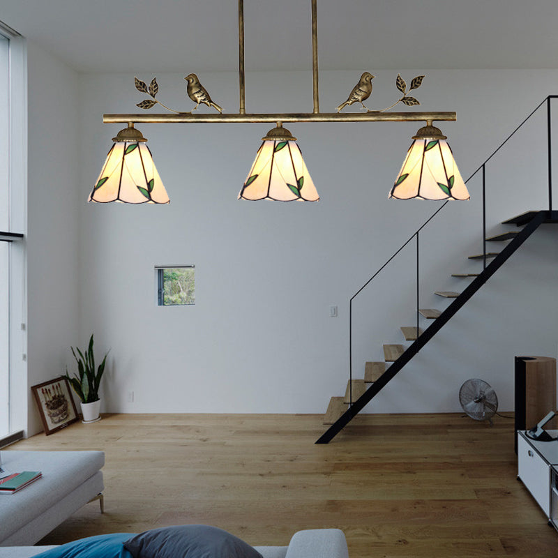 CONE OMADA ISOLA ILLUMINE INSLAGGITINE STILE TIFFANY VERA IN INSOLLE IN INSOTTO 3 LUMI LAMPAGGIO BEIGE APPLICA