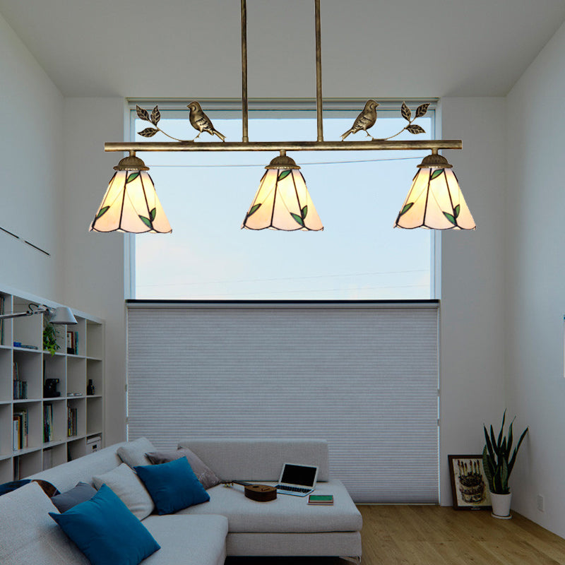 CONE OMADA ISOLA ILLUMINE INSLAGGITINE STILE TIFFANY VERA IN INSOLLE IN INSOTTO 3 LUMI LAMPAGGIO BEIGE APPLICA