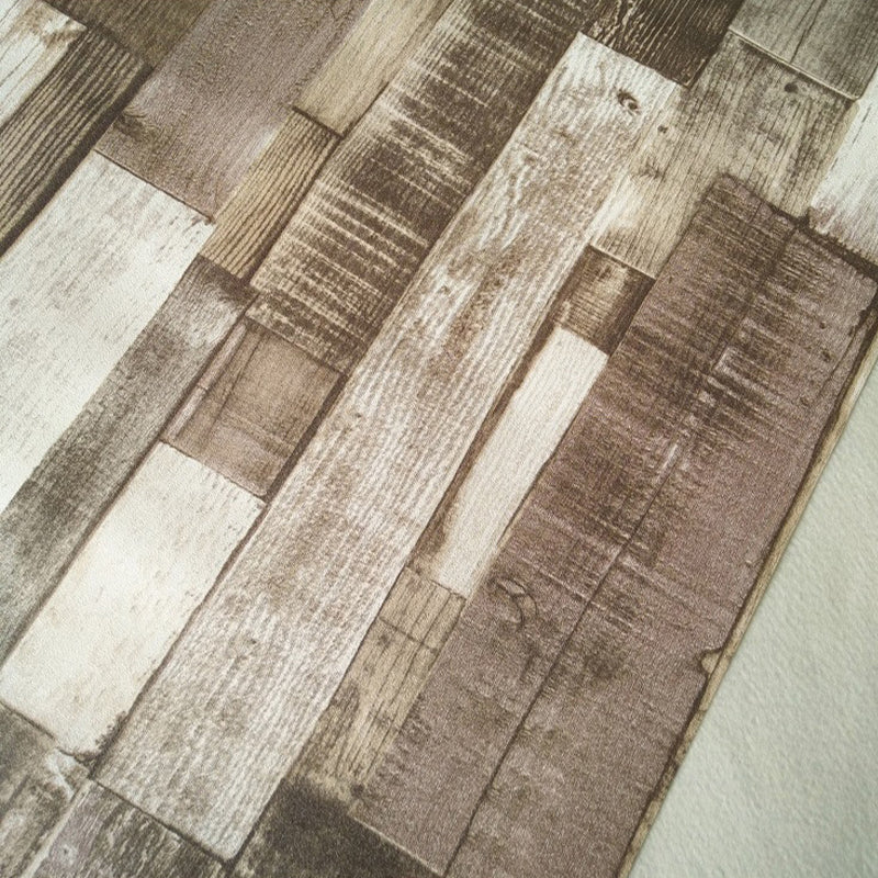 Country Faux Shiplap Wallpaper PVC Stain Resistant Multicolored Wall Covering for Home