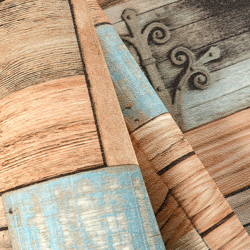 Landelijk Basketweave houten behang voor eetkamer 57 m² wanddecoratie in zachte kleuren