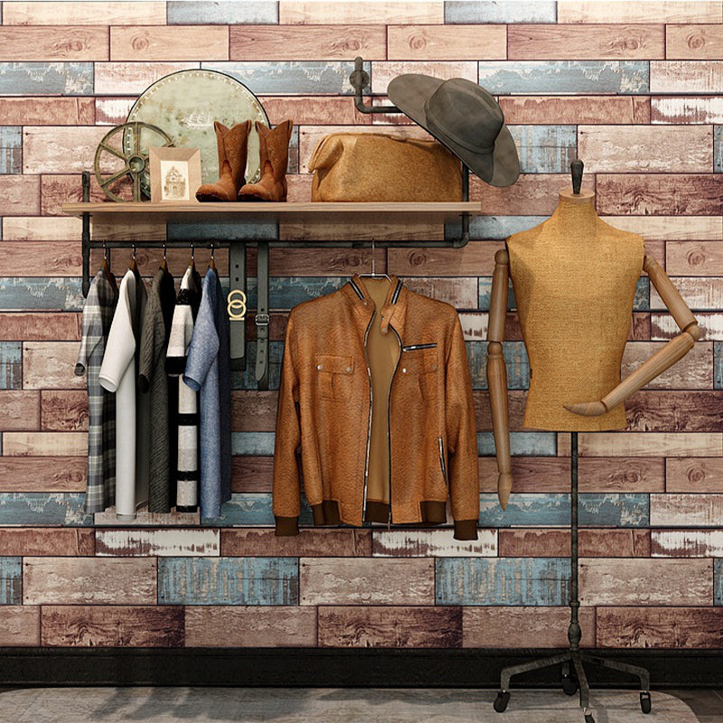 Landelijk Basketweave houten behang voor eetkamer 57 m² wanddecoratie in zachte kleuren