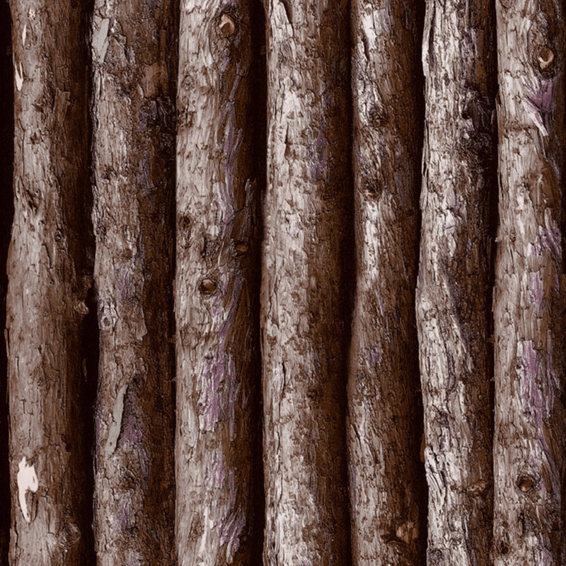 Farmhouse Wallpaper Roll Dark Color Wood Pole Patterned Wall Art, 33' L x 20.5" W
