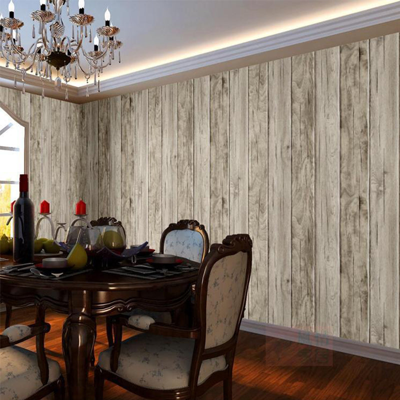 Washable Wood Board Wallpaper Roll PVC Rustic Wall Decor for Dining Room, 33' x 20.5"