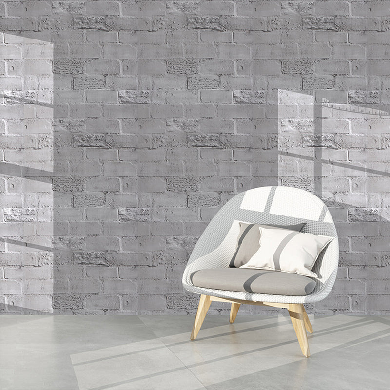 Self-Adhesive Brick Wallpaper Rustic Solid Concrete Wall Decor in Grey, 29.1-sq ft