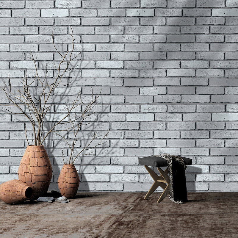 Stretcher Bond Brickwork Wallpaper Grey Farmhouse Wall Decor for Room, Self-Adhesive