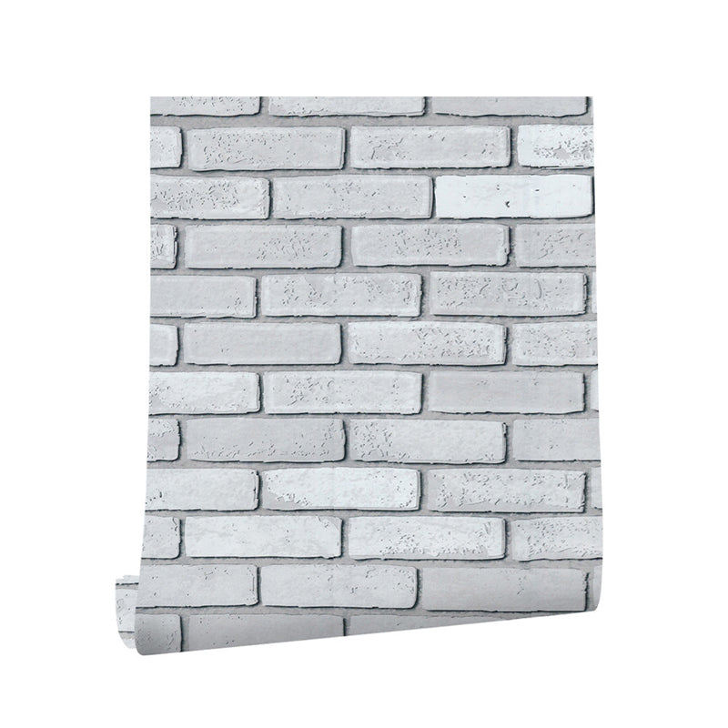 Stretcher Bond Brickwork Wallpaper Grey Farmhouse Wall Decor for Room, Self-Adhesive