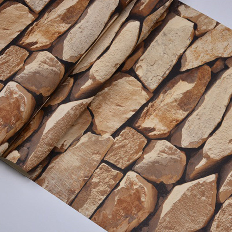 Steampunk Rocks Wallpaper Roll for Garage 57.1-sq ft Wall Art in Light Color, Washable