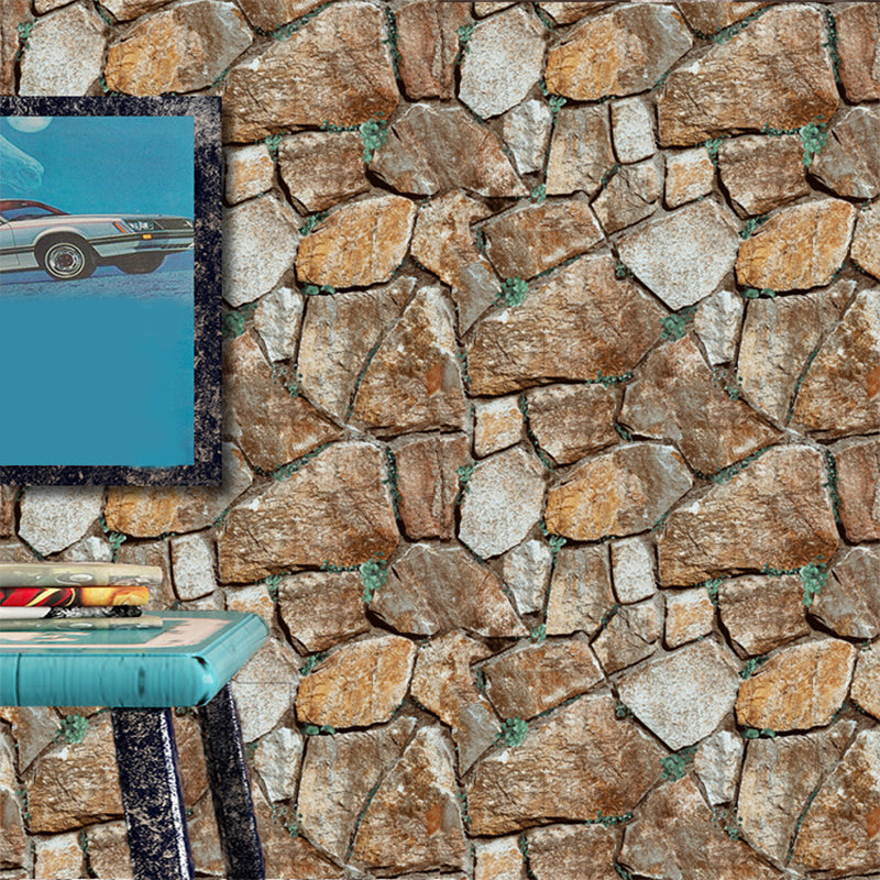 Steampunk Rocks Wallpaper Roll for Garage 57.1-sq ft Wall Art in Light Color, Washable