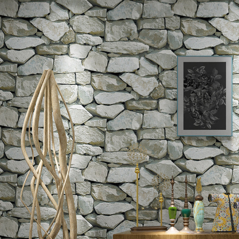 Steampunk Rocks Wallpaper Roll for Garage 57.1-sq ft Wall Art in Light Color, Washable