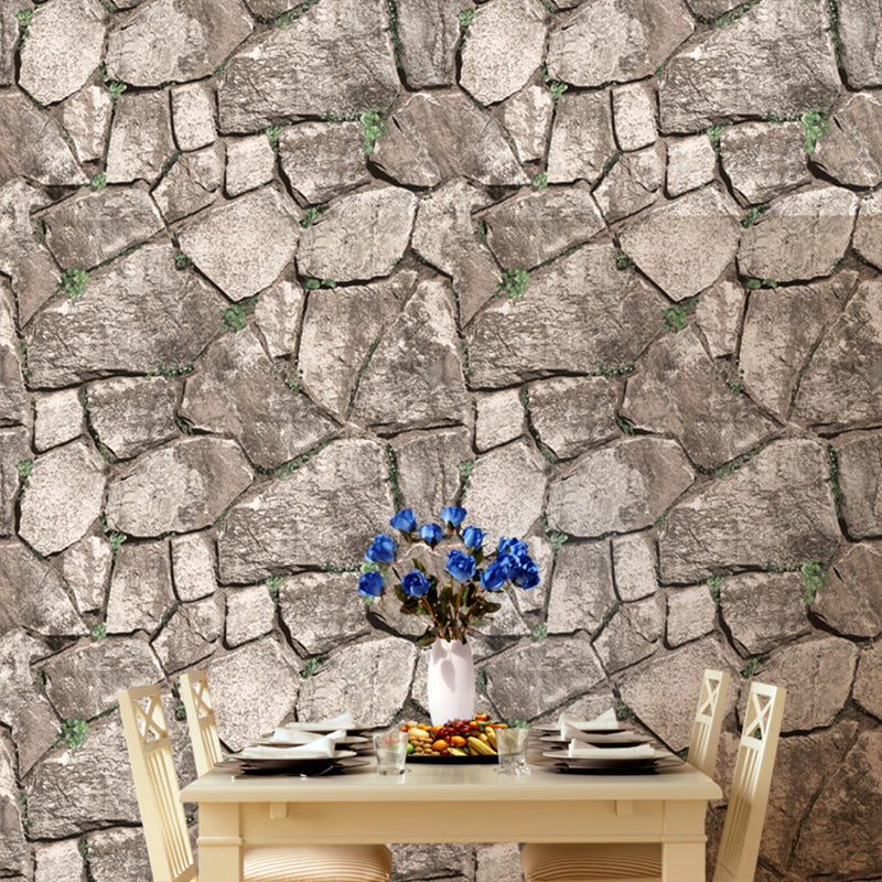 Steampunk Rocks Wallpaper Roll for Garage 57.1-sq ft Wall Art in Light Color, Washable