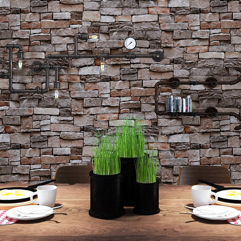 Moisture Resistant Brick Look Wallpaper 33' L x 20.5" W Rustic Wall Covering for Restaurant