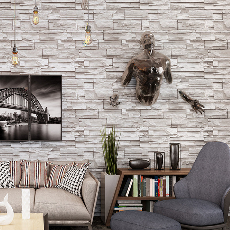 Moisture Resistant Brick Look Wallpaper 33' L x 20.5" W Rustic Wall Covering for Restaurant