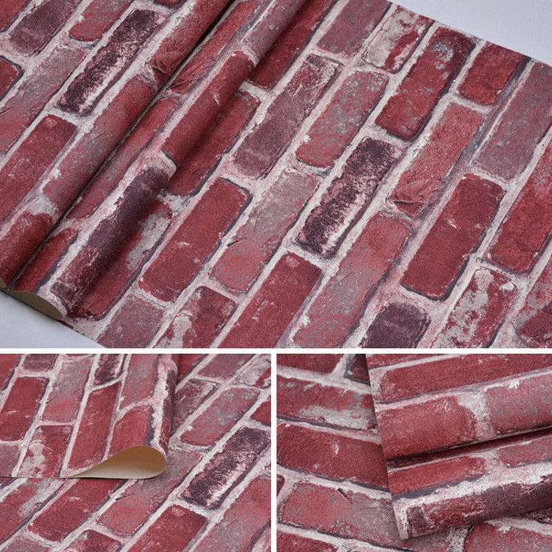 Moisture Resistant Brick Look Wallpaper 33' L x 20.5" W Rustic Wall Covering for Restaurant