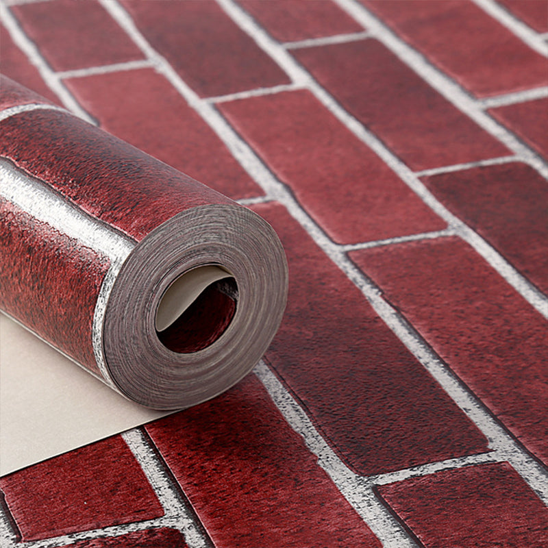 Brick Wallpaper Stain Resistant Farmhouse Living Room Wall Covering, 33' x 20.5"