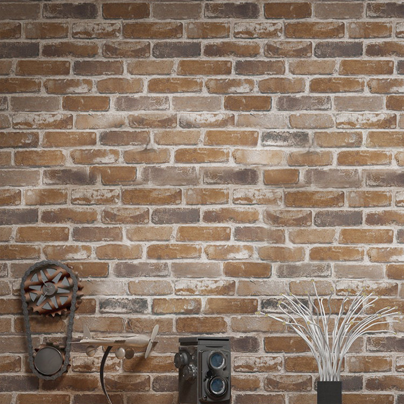 Rollo de papel tapiz de ladrillo de cabaña, arte de pared de color claro resistente al agua de PVC para sala de estar