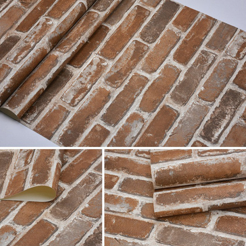 Rollo de papel tapiz de ladrillo de cabaña, arte de pared de color claro resistente al agua de PVC para sala de estar