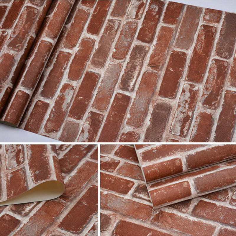 Rollo de papel tapiz de ladrillo de cabaña, arte de pared de color claro resistente al agua de PVC para sala de estar
