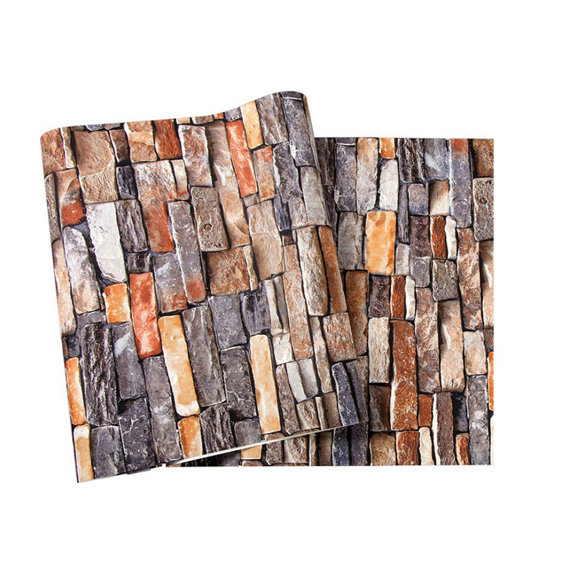 Rollo de papel tapiz de ladrillo de cabaña, arte de pared de color claro resistente al agua de PVC para sala de estar