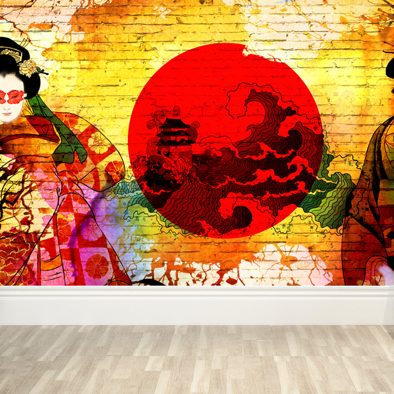 Non-Woven Decorative Wall Mural Modern Asian Pattern Wall Covering for Living Room