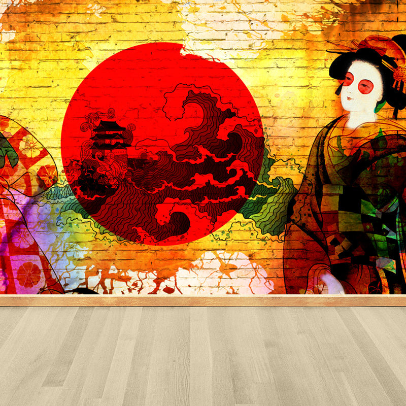 Non-Woven Decorative Wall Mural Modern Asian Pattern Wall Covering for Living Room