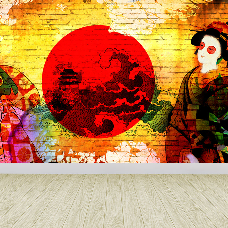 Non-Woven Decorative Wall Mural Modern Asian Pattern Wall Covering for Living Room