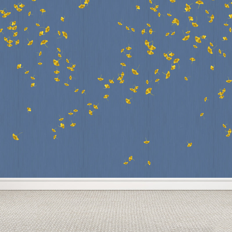 Pastel Color Leaves Mural Wallpaper Moisture-Proof Wall Covering for Living Room