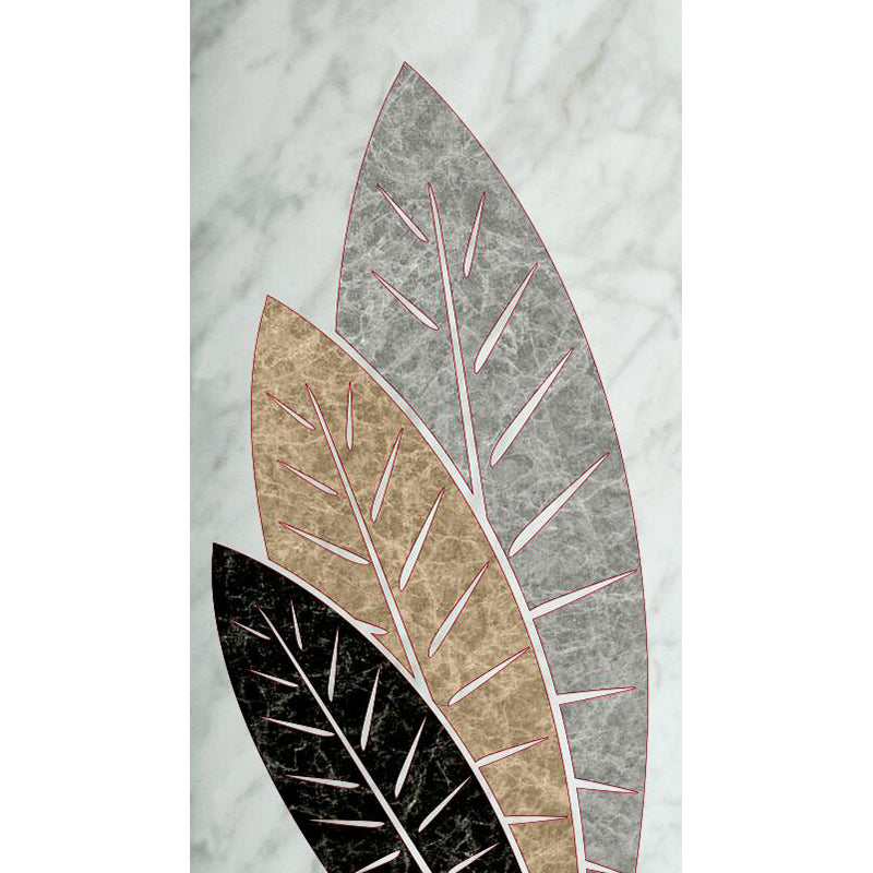 Illustration Style Leaves Wall Mural Giant Wall Covering for Dining Room, Custom