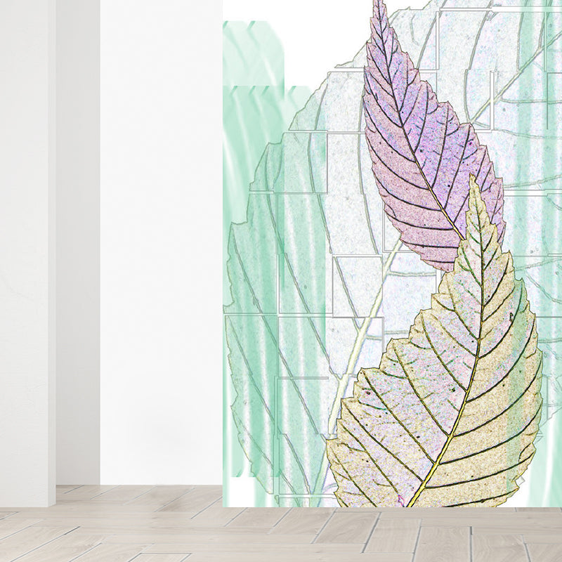 Papier peint Mural contemporain de couleur douce, énorme décoration murale botanique pour le salon