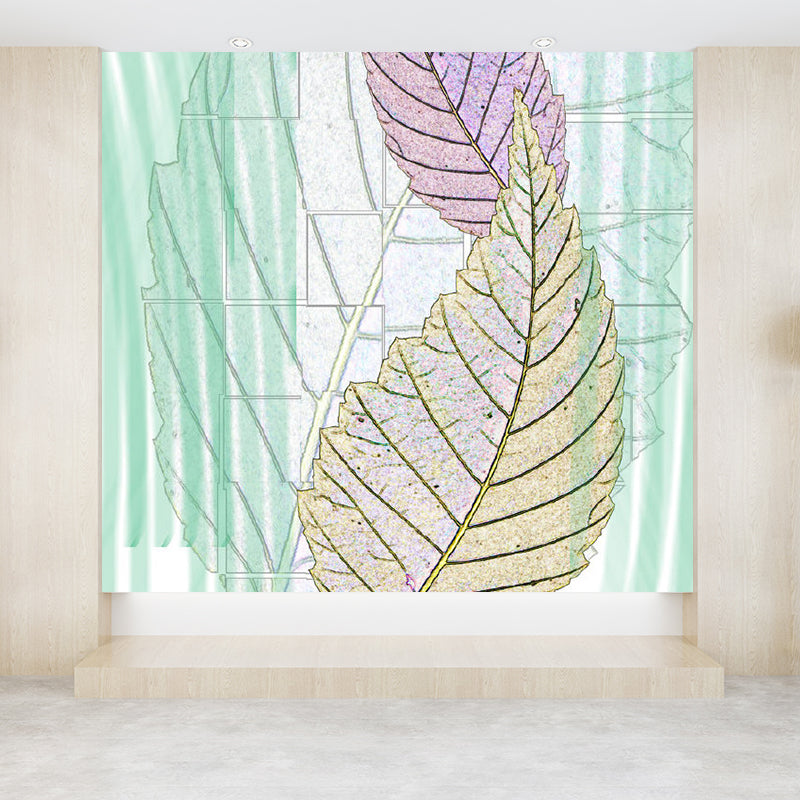 Papier peint Mural contemporain de couleur douce, énorme décoration murale botanique pour le salon