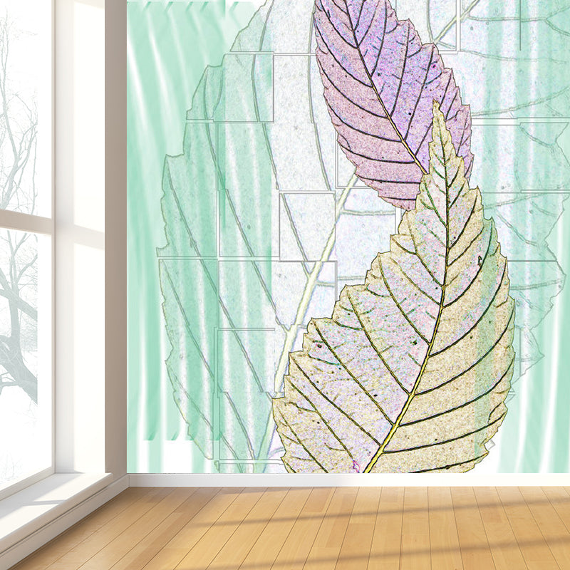 Papier peint Mural contemporain de couleur douce, énorme décoration murale botanique pour le salon