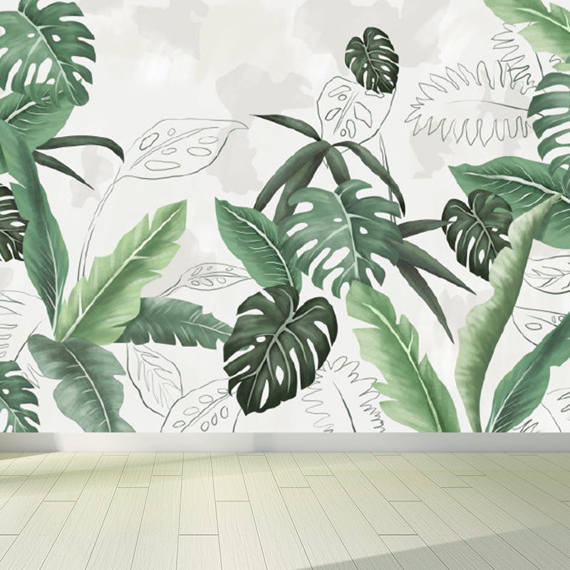 Various Leaves Wall Mural for Dining Room Illustration Wall Decor, Custom Printed