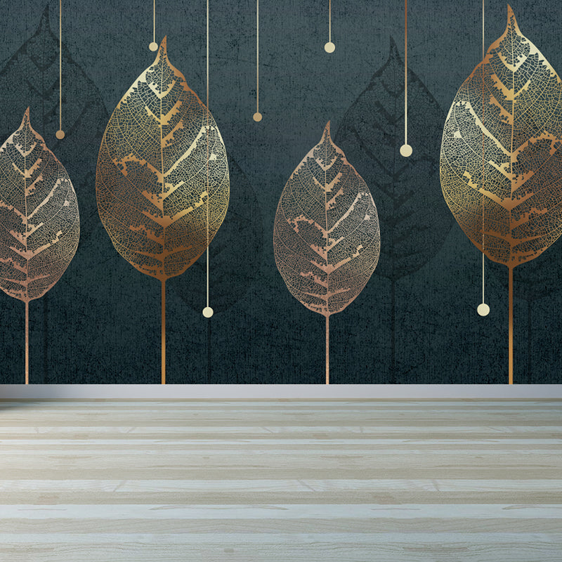 Huge Leaves Mural Decal for Bathroom Botanical Wall Art in Pastel Color, Moisture Resistant