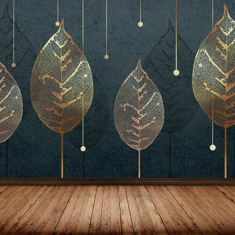 Huge Leaves Mural Decal for Bathroom Botanical Wall Art in Pastel Color, Moisture Resistant