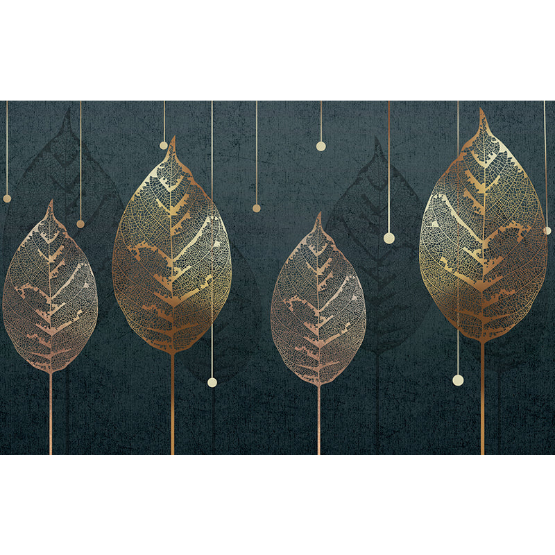 Huge Leaves Mural Decal for Bathroom Botanical Wall Art in Pastel Color, Moisture Resistant