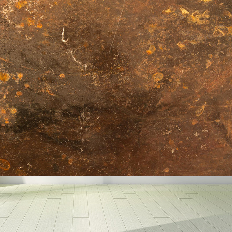 Large Rusty Metal Mural Wallpaper Cyberpunk Nostalgic Abstract Wall Decor in Dark Color