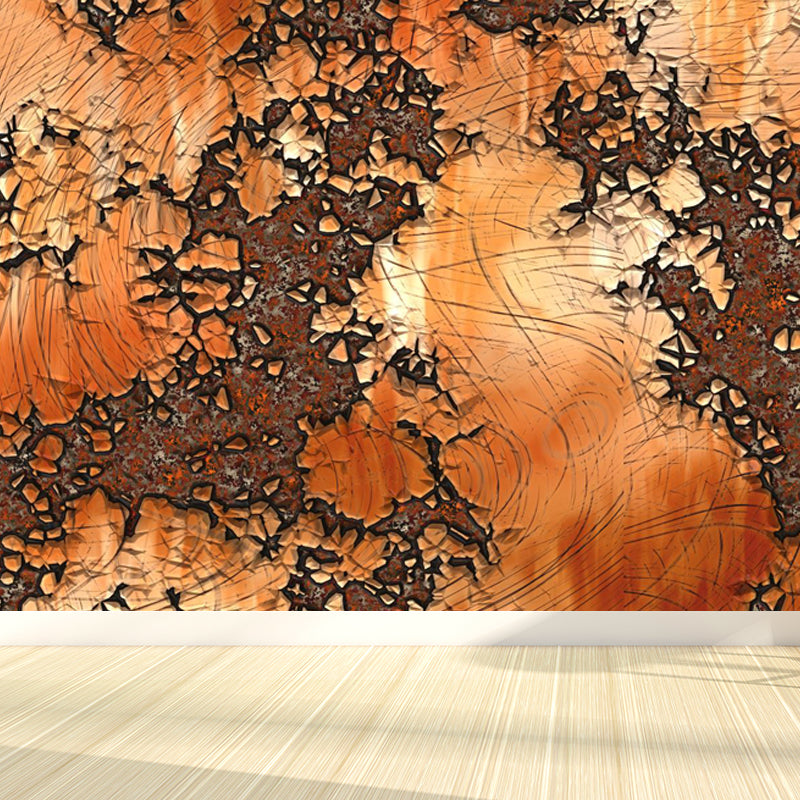 Large Rusty Metal Mural Wallpaper Cyberpunk Nostalgic Abstract Wall Decor in Dark Color