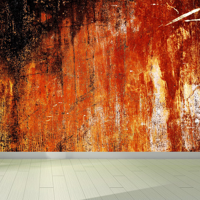Large Rusty Metal Mural Wallpaper Cyberpunk Nostalgic Abstract Wall Decor in Dark Color