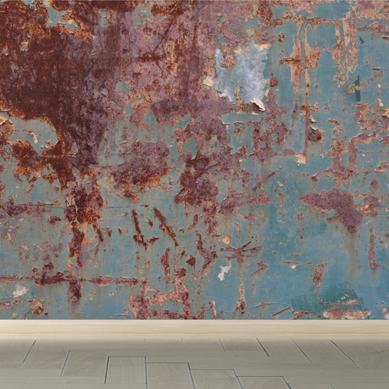 Large Rusty Metal Mural Wallpaper Cyberpunk Nostalgic Abstract Wall Decor in Dark Color