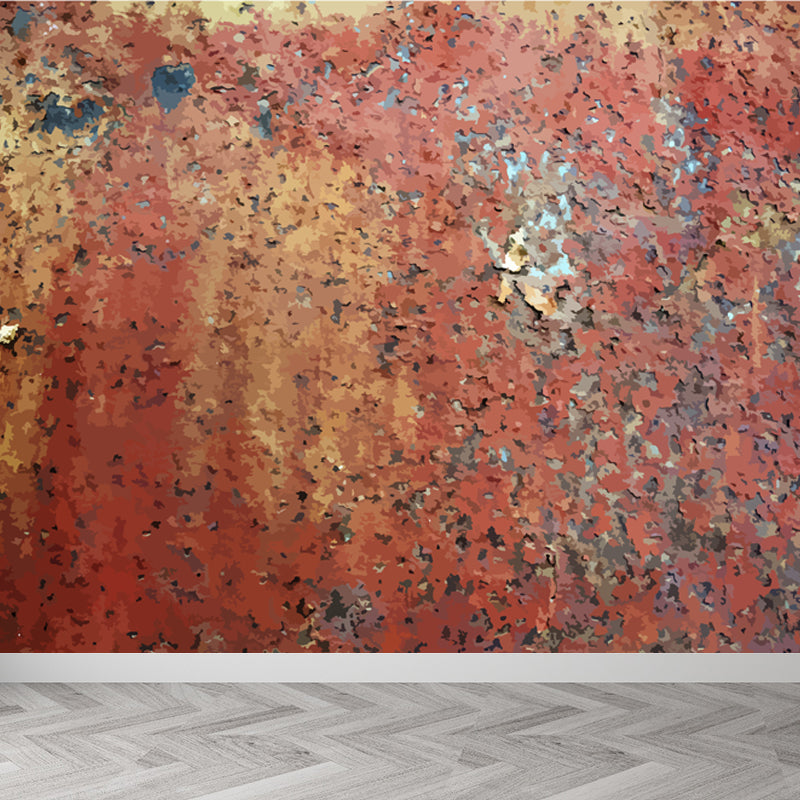 Steampunk Rusted Steel Mural Decal Dark Color Stain Resistant Wall Art for Garage