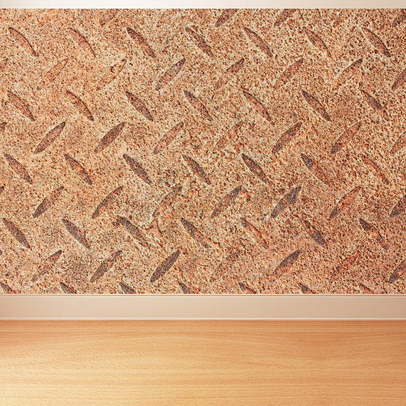 Steampunk Rusted Steel Mural Decal Dark Color Stain Resistant Wall Art for Garage