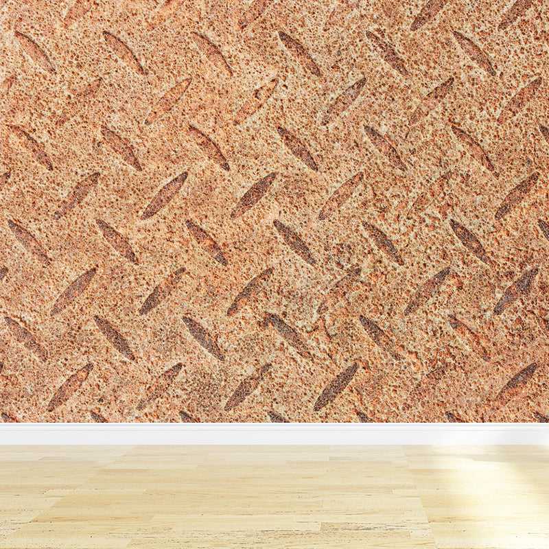 Steampunk Rusted Steel Mural Decal Dark Color Stain Resistant Wall Art for Garage