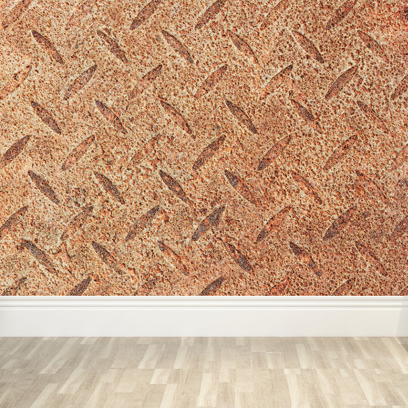 Steampunk Rusted Steel Mural Decal Dark Color Stain Resistant Wall Art for Garage