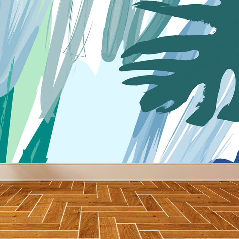 Tropical Botanical Wall Paper Mural Non-Woven Stain Resistant Pastel Wall Decor for Home