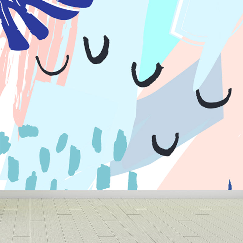 Tropical Botanical Wall Paper Mural Non-Woven Stain Resistant Pastel Wall Decor for Home