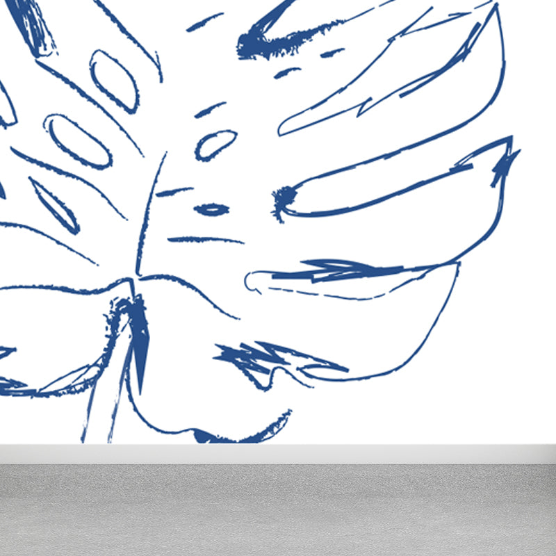 Tropical Botanical Wall Paper Mural Non-Woven Stain Resistant Pastel Wall Decor for Home