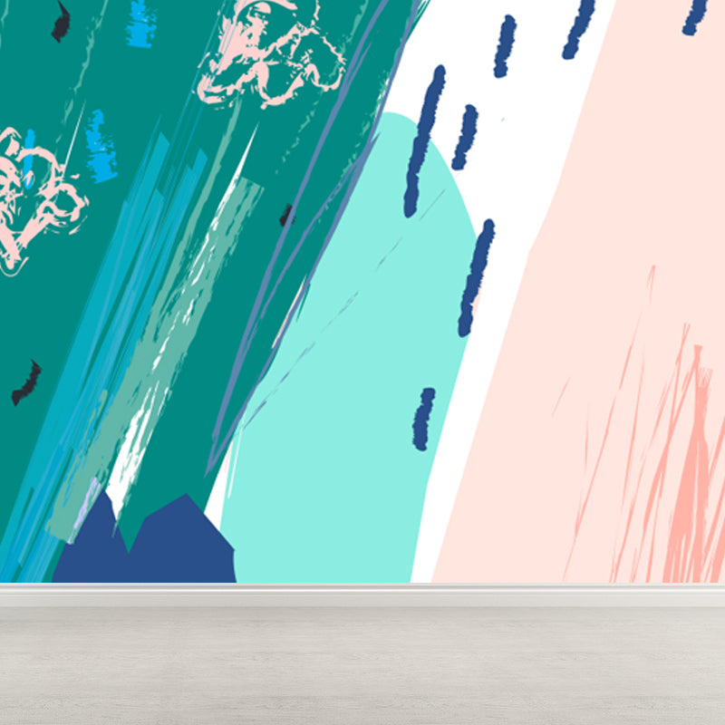 Decalcomania murale con stampa di foglie giganti Rivestimento murale in tessuto non tessuto multicolore per arredamento, dimensioni personalizzate
