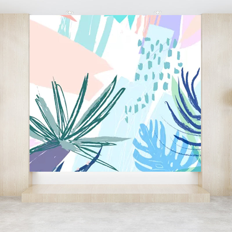 Stain-Proof Leaves Wall Mural Tropical Non-Woven Fabric Wall Art, Made to Measure