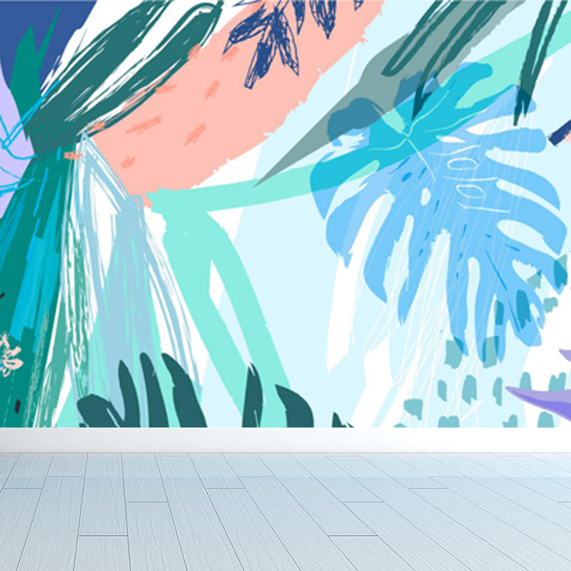 Stain-Proof Leaves Wall Mural Tropical Non-Woven Fabric Wall Art, Made to Measure