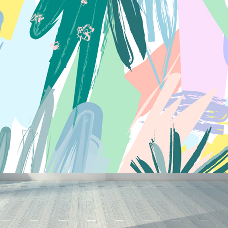 Stain-Proof Leaves Wall Mural Tropical Non-Woven Fabric Wall Art, Made to Measure