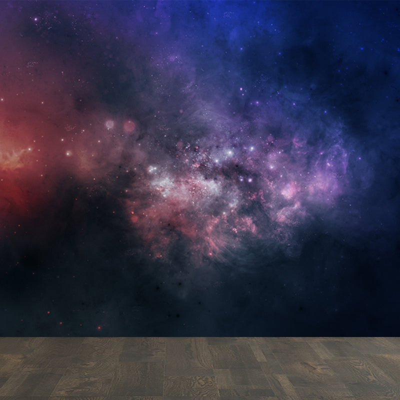 Space Milky Way Mural Wallpaper Contemporary Non-Woven Cloth Wall Art in Dark Color